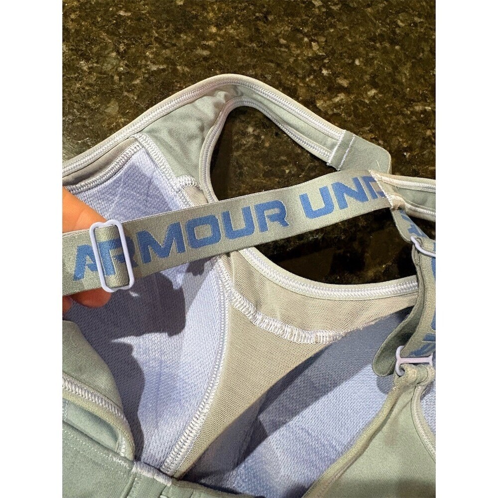 Under Armour Sports Bra Womens Size M Gray Purple Racerback High Support - Picture 4 of 8